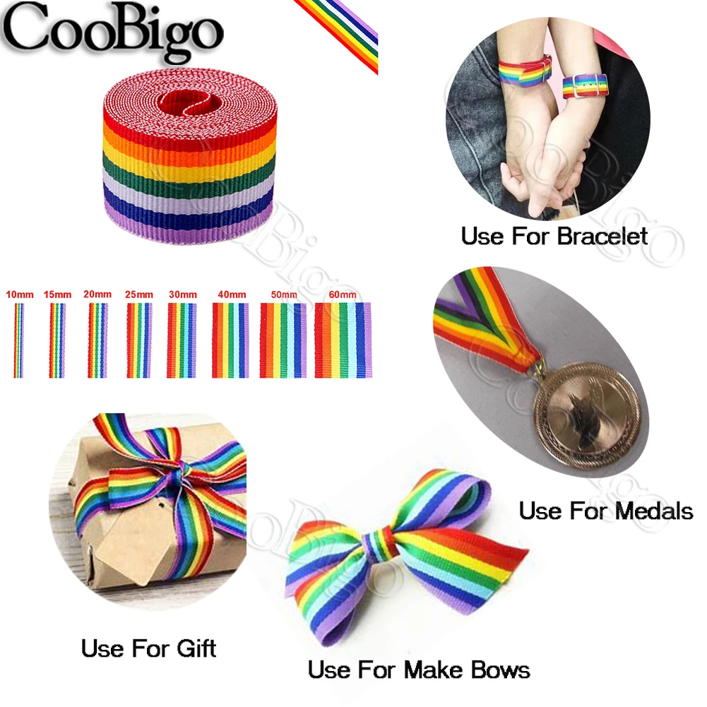 Description Picture 4 of item5Yards Polyester Webbing Rainbow Striped Ribbon Band Fabric Trim DIY Luggage Belts Bracelet Shoes Clothes Sewing Craft Supplies