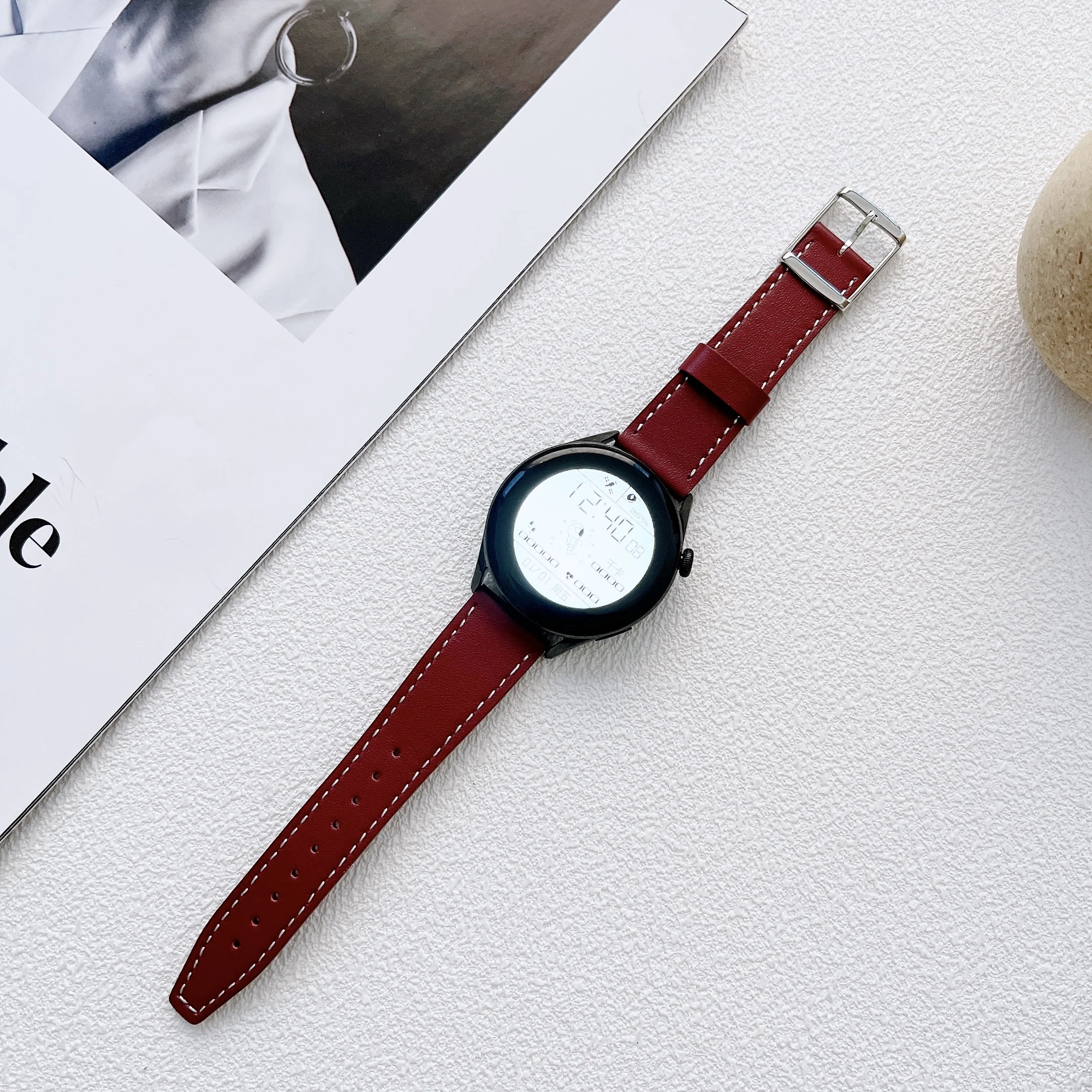 22mm Leather Strap for Samsung Galaxy Watch 3 45mm Amazfit GTR 3 Smartwatch Premium Wristband for Huawei Watch 3/4 Pro/GT3 Band