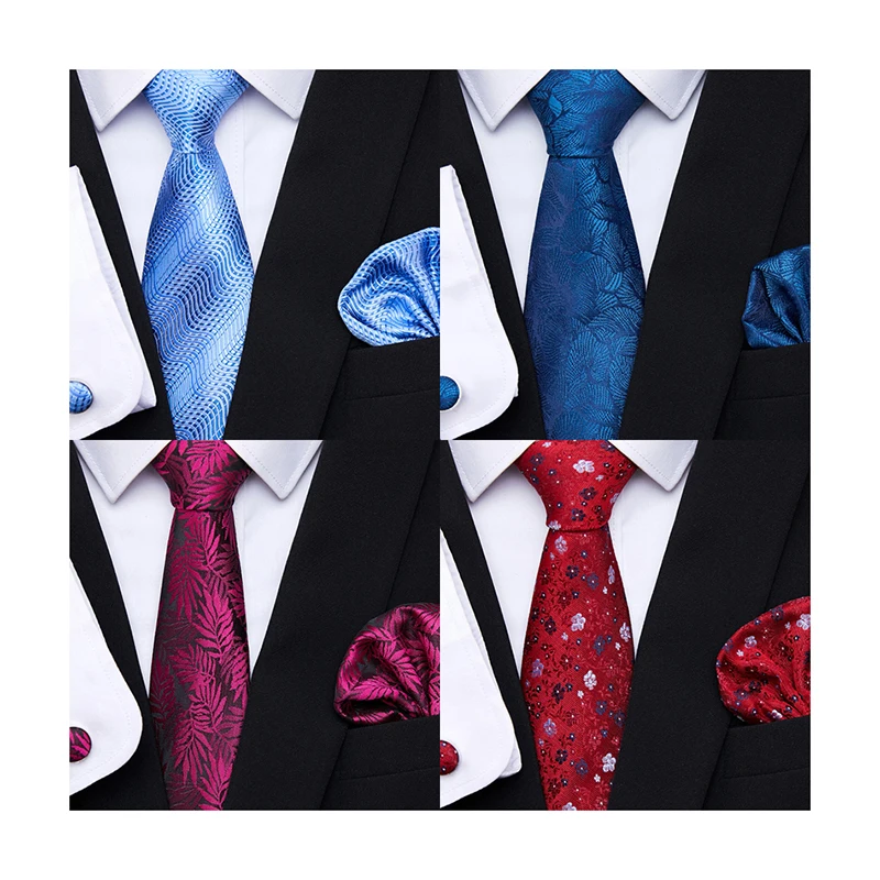 

2023 New Design Many ColorHot sale Silk Wedding Present Tie Pocket Squares Set Necktie Men Suit Accessories Floral lover's day