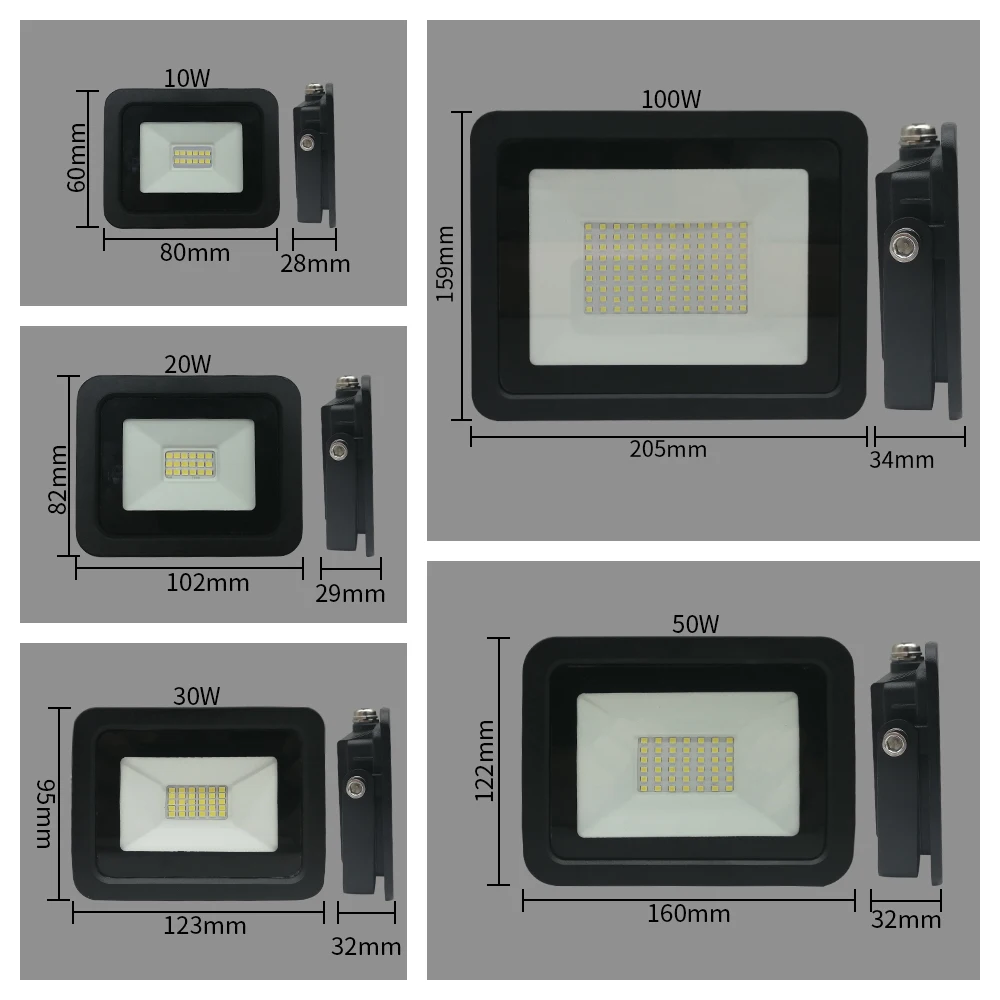 AC110V/220V LED Floodlight 100W 50W 30W 20W 10W IP68 Waterproof Outdoor Lighting Reflector Spotlight LED Street Light Wall Lamp led lamp led street lamp led wall light