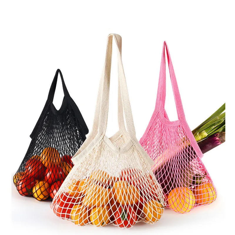 Grocery Bags Storage Bag Storage Net Bag Produce Storage Bags Portable Reusable Grocery Bags Vegetable Bag Washable Cotton Mesh String Organic Organizer Handbag Short Handle Net Tote