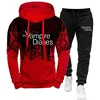 2024 American Usa Tv Movie Trending Vampire Diaries Unisex Printed Hoodie + Pant 2 Piece Set Sports Wear 3D Ink Jogging Suits 2