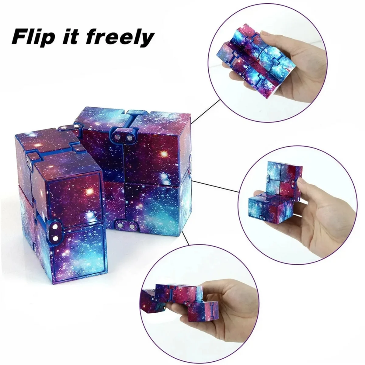 Starry Sky Splendor Infinite Cube Stress Relief Cube Creative Magic Puzzle Flip Fidget Finger Toys Anxiety Relief Toys
