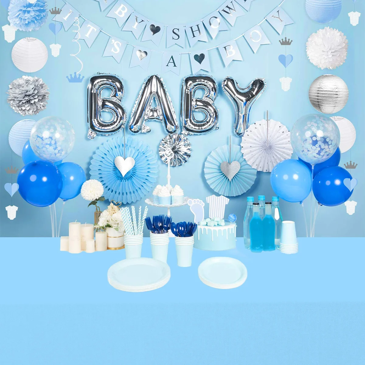 183×137cm Pastel Blue Table cloth Disposable Plastic Table Cover for Wedding Decoration Birthday Party Supplies Table Décor 6
