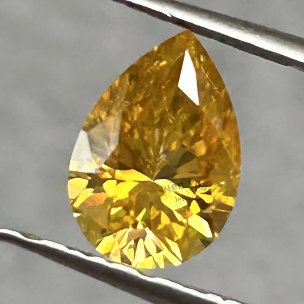 

Pear Cut Bright Yellow Color VVS1 Loose Moissanite Stone 5x8-9x13mm 1-5ct Real jewelry GRA Certificate For Gemstone