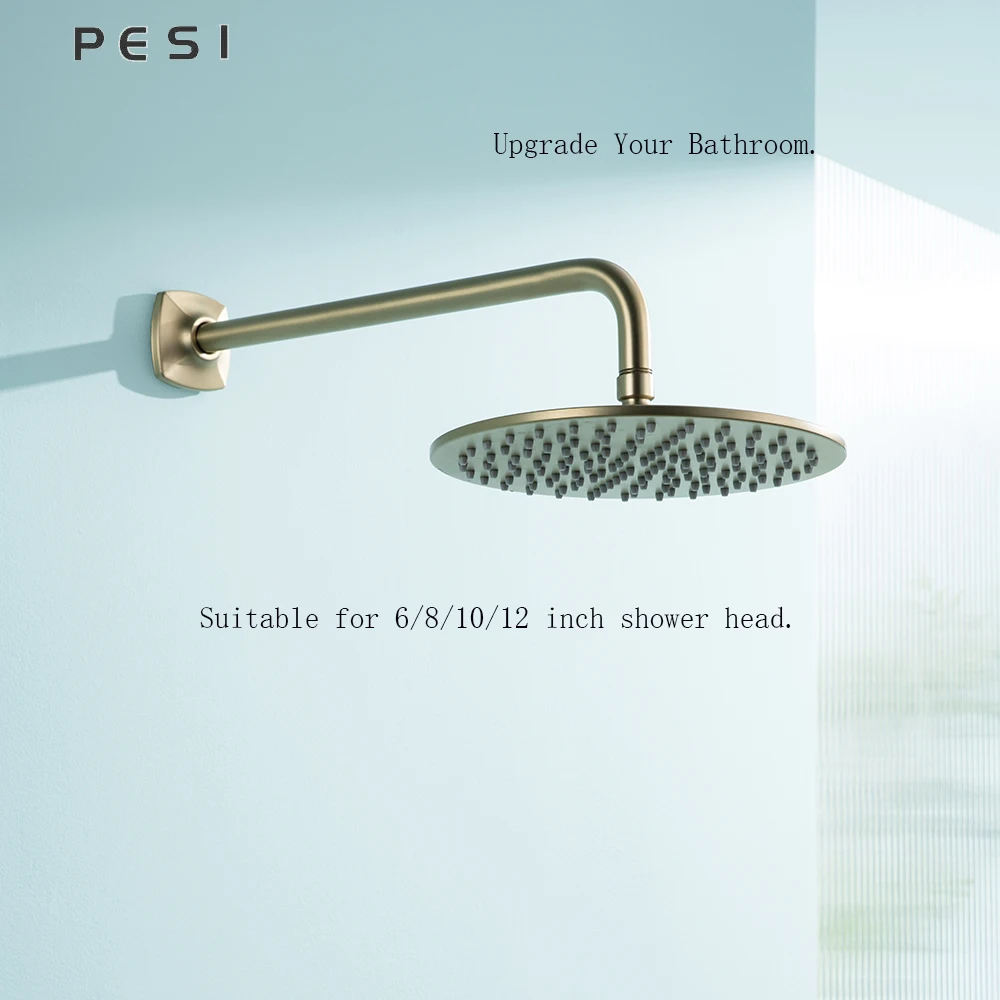 ฝักบัวติดผนัง 16 นิ้วท่อหัวฝักบัวสแตนเลสสําหรับอุปกรณ์ห้องน้ํา Brushed Gold 1