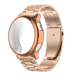 Stainless Steel Metal Bracelet with TPU Protective Case - Garmin VivoActive 6 (Rose Gold - Rose Gold)