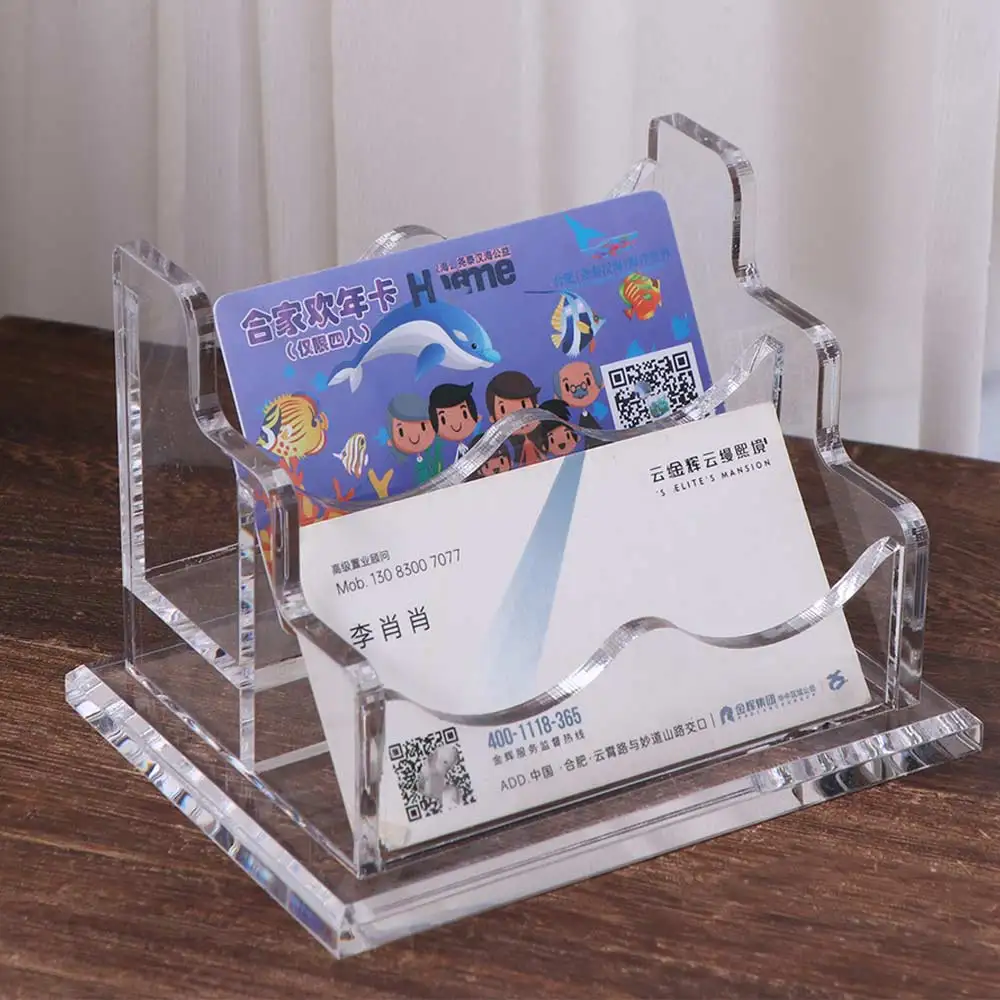 투명 아크릴 명함 홀더 아크릴 우아한 명함 디스플레이 스탠드 대용량 두꺼운 정리함 보관 랙