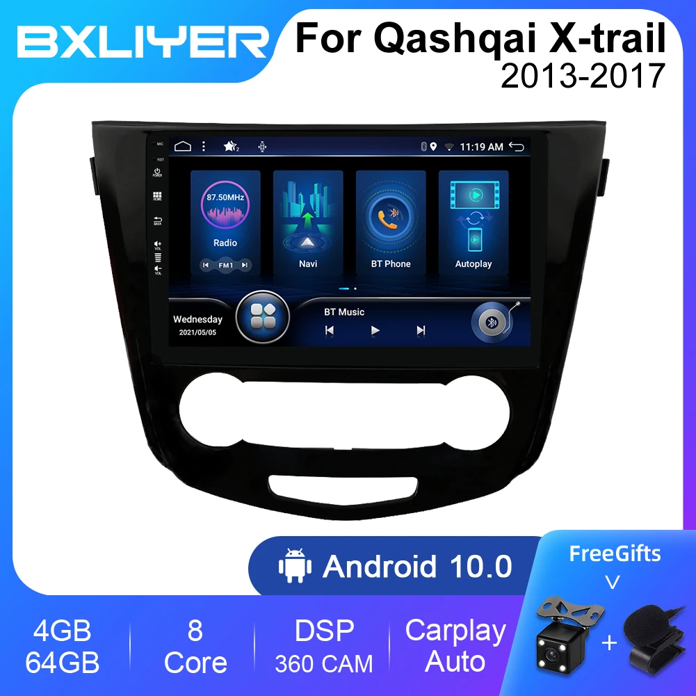 

BXLIYER Android 10 For Nissan Qashqai J11 X-Trail 3 T32 2013-2017 Car Multimedia radio Video Player 2Din GPS Navi Carplay 4G+64G