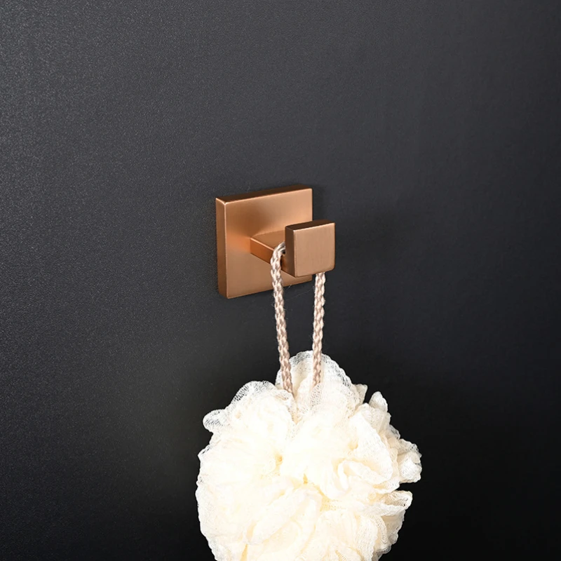 Brushed Rose Gold Stainless Steel Bathroom Hardware Towel Rack Towel Bar Ring Robe Hook Toilet Paper Holder fix with screw