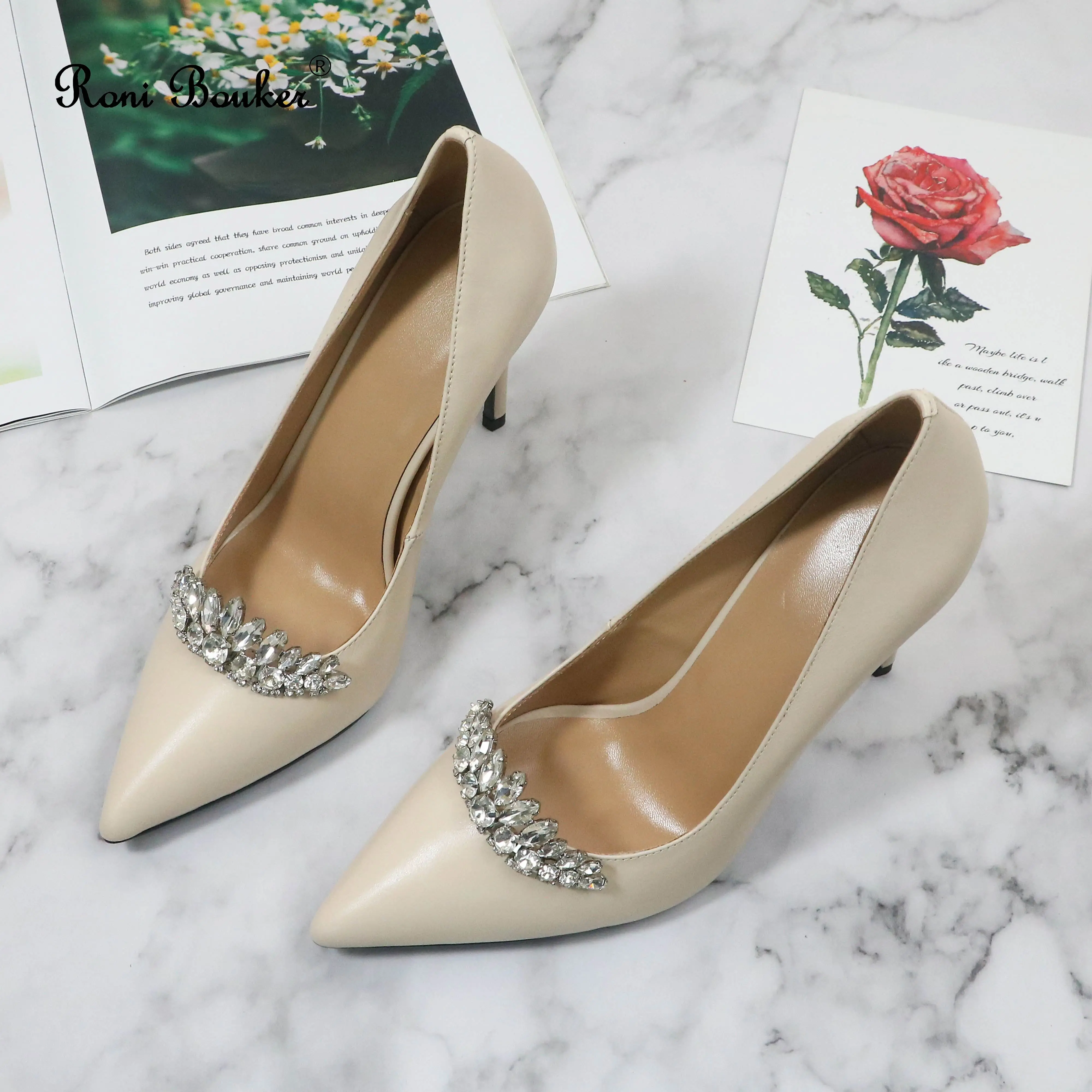 

Roni Bouker New Fashion Luxury Women's Evening Heels Women Diamond Pumps Woman Genuine Leather High Heel Shoes Size 42 Dropship