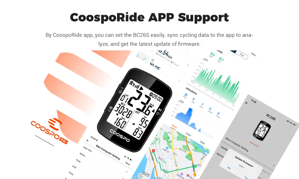 CooSpo BC26S Kabelloser Fahrradcomputer GPS-Tachometer Kilometerzähler Wasserdicht für Rennrad MTB Fahrrad mit Geschwindigkeits-/Trittfrequenzsensor – Detail 6