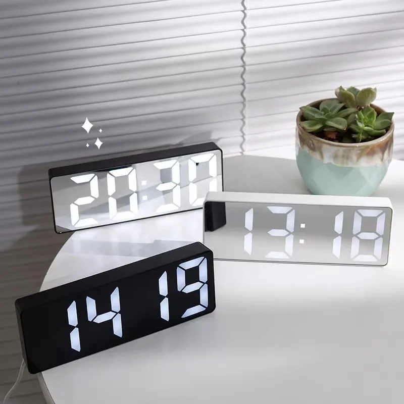 Luminous Mirror Alarm Clock Desktop Display Silent, Simple, High Aesthetic Student  Desktop  Digital  Electronic  Clock