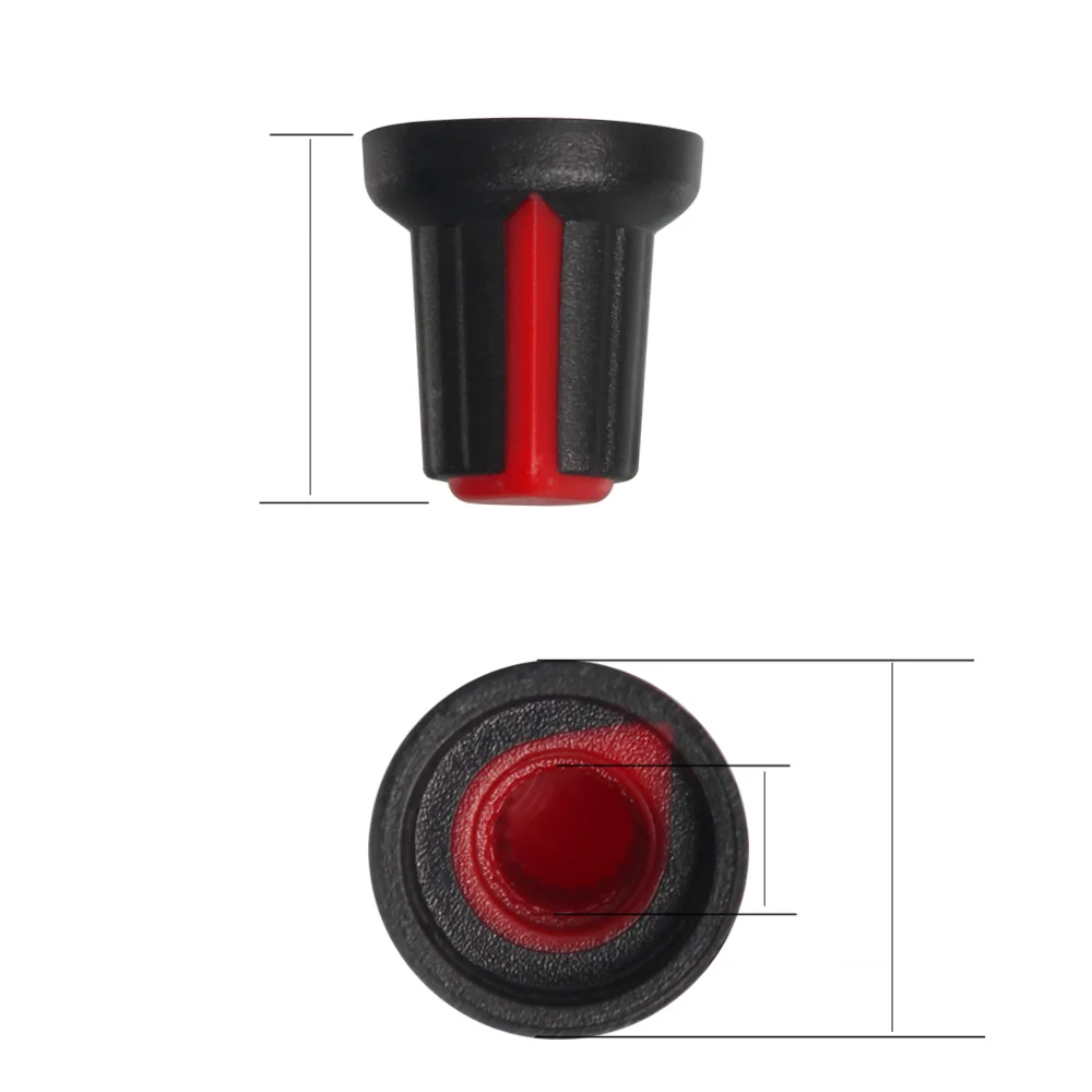 WH148 Linear Rotary Potentiometer B1K B2K B5K B10K B20K B50K B100K B250K B500K B1M 3Pin 15mm Shaft with Red AG2 Knobs 5Set