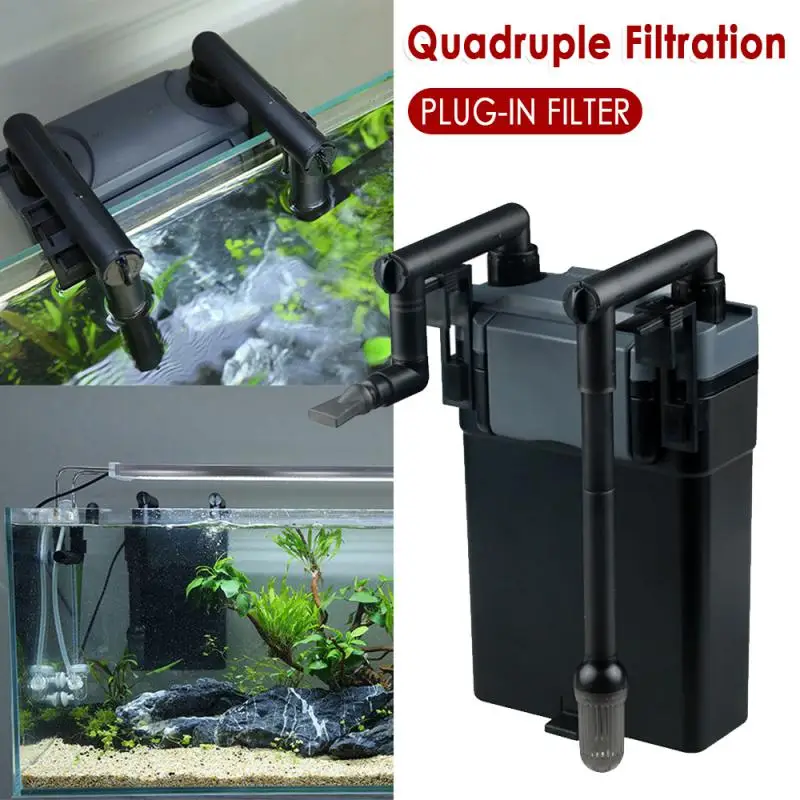 Sunsun Hang On Filter Skimmer Fino A 100 Litri Acquario 6W Filtro Multistadio Flusso Regolabile Film Olio Rimuovere Serbatoio 500L/H 20-80Cm