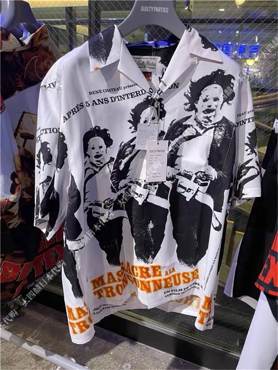 

WACKO MARIA Shirt Men Women Black Character Print Shirts Top Tees