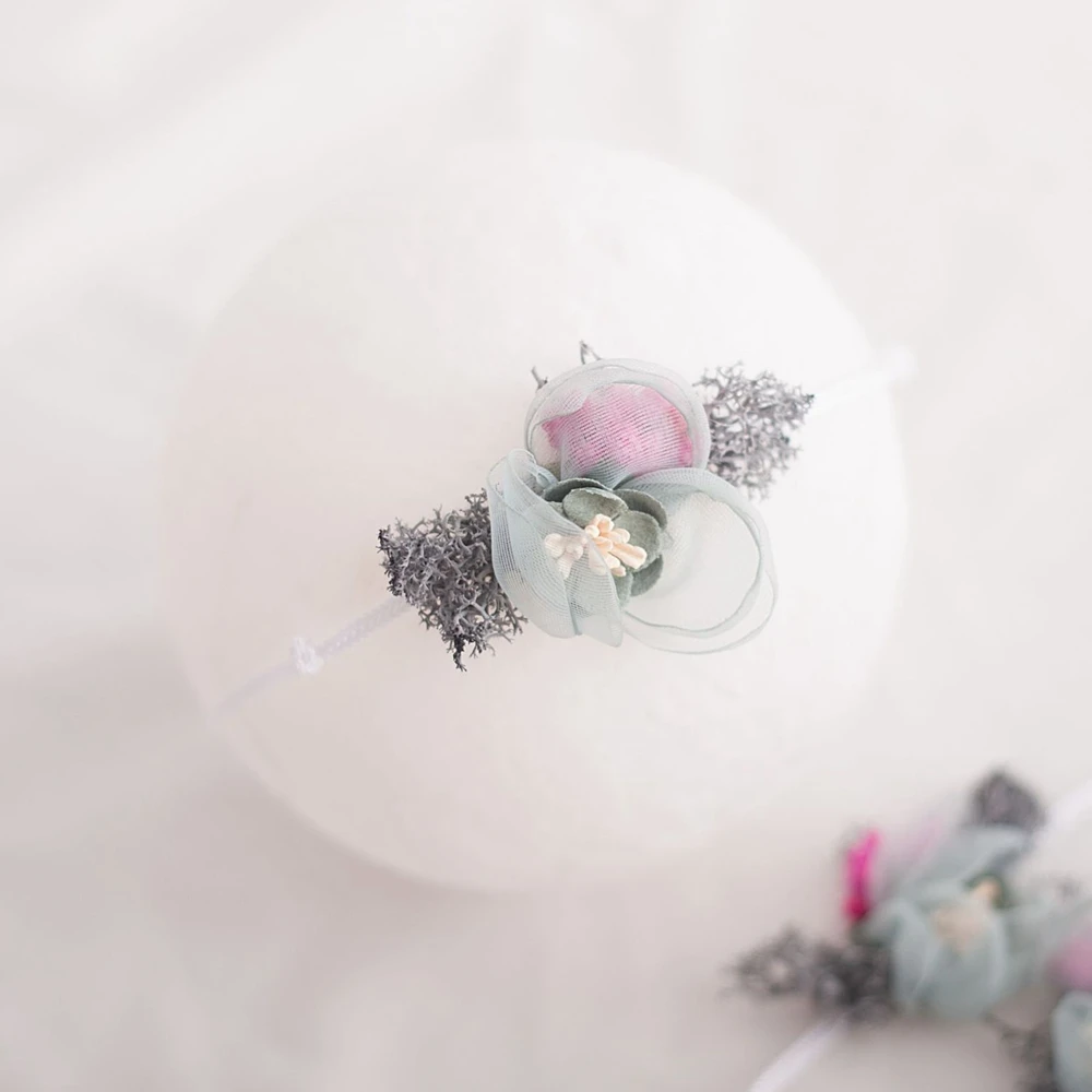 Baby Flower Headband Newborn Photography Prop Baby Girl Headwear Tiara Pearl Headwrap Studio Photo Infant Hair Accessories 3