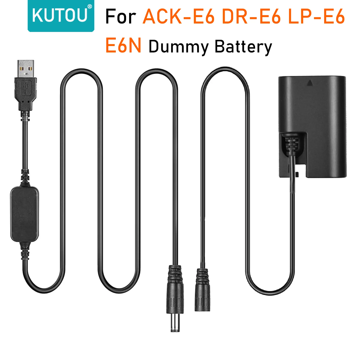 KUTOU ACK E6 DR E6 LP E6 E6N Dummy Battery USB Power Adapter Kit For Canon EOS 5D Mark III II 6D