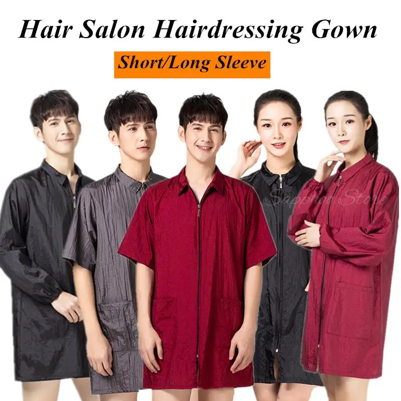 Pet Grooming Haircut Overalls Waterproof Barber Shop Assistant Apron Hair Salon Hairdressing Short/Long Sleeve Work Clothes 