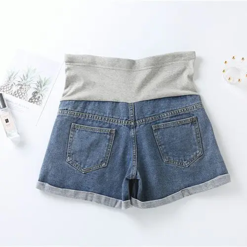 Summer Short Pant for Pregnant Women Denim Cotton Pregnant Women's Shorts High-Waisted Maternity Panties Adjustable Loose Pants