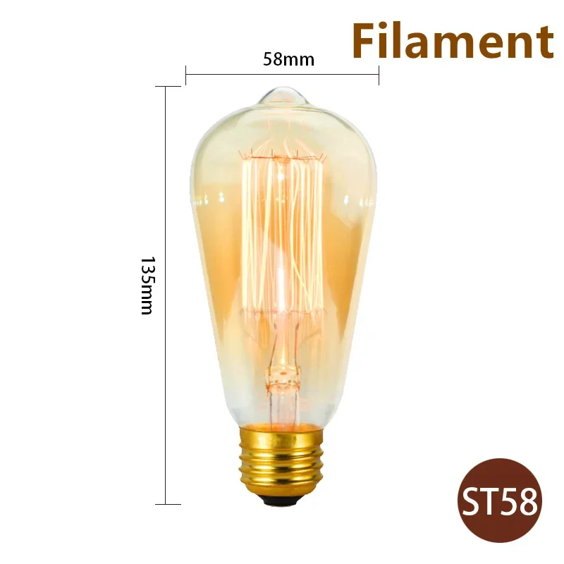 ตัวเลือกสินค้า หลอดไฟ Edison ไส้ 40W E27 ตกแต่งบ้านสไตล์วินเทจ