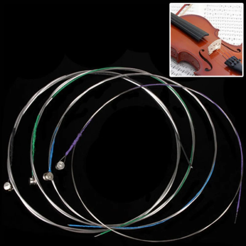 

4Pcs Violin Fiddle String Strings Steel Core Nickel-silver Wound With Nickel-plated Ball End For 4/4 3/4 Violins Fiddle Strings