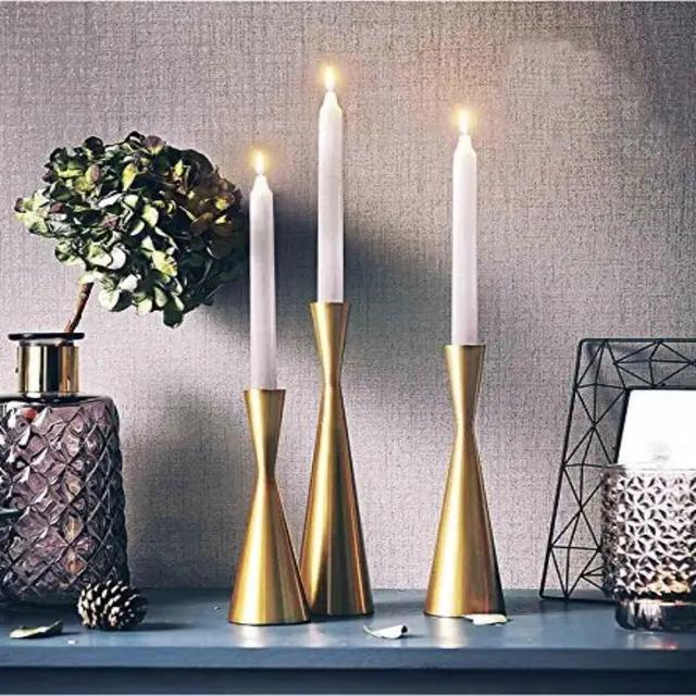 2/3pcs Gold Luxury Slim Waist Candle Holder Set Minimalist Candlestick Flower Vase for Home Centerpiece Table Decor New Fashion