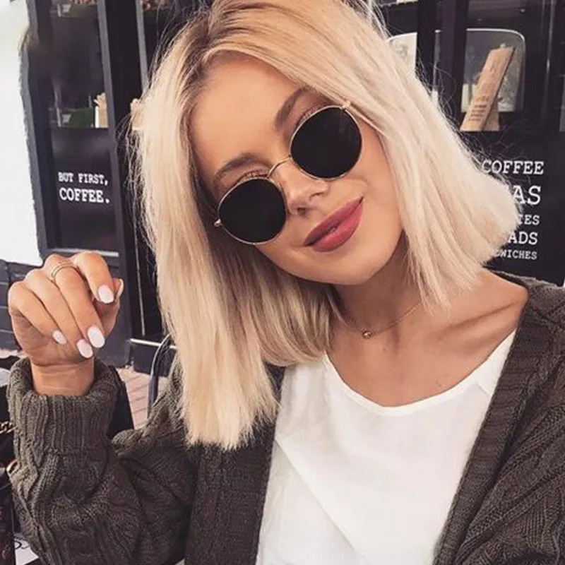 Retro Blue Mirror Round Sunglasses Women Luxury Brand Designer - Main Image