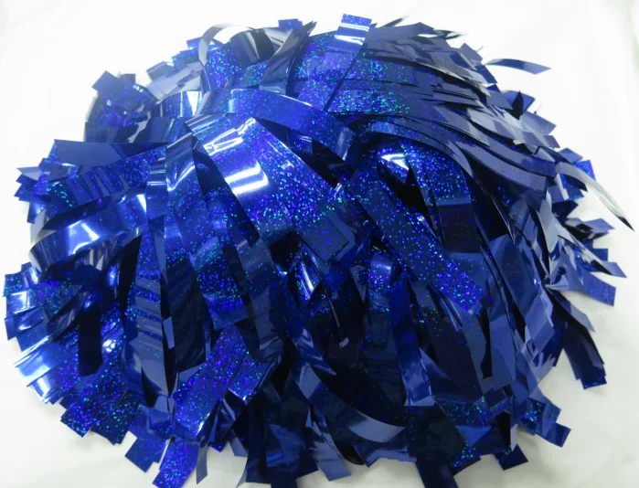 Blue metallic colorful Poms,4" 6" 8" 10" cheer pom poms,golden poms