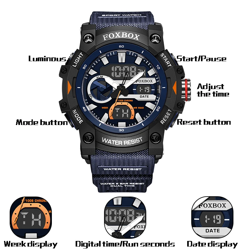2023 NEW LIGE Brand Watches For Men Silicone Strap Chronograph Digital Quartz Wristwatches Fashion Luminous Waterproof Clock