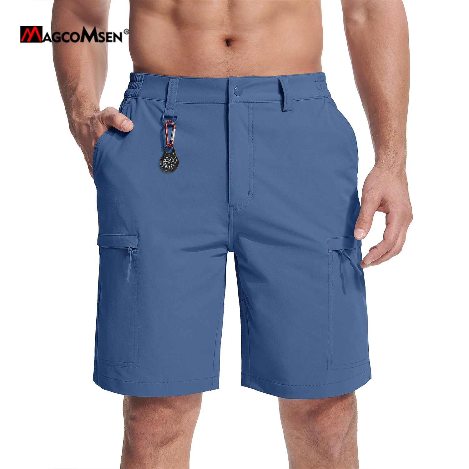 MAGCOMSEN Men's Cargo Shorts Multi-Pocket Elastic Breathable Quick-Drying Outdoor D-Ring Design Shorts Hiking Fishing