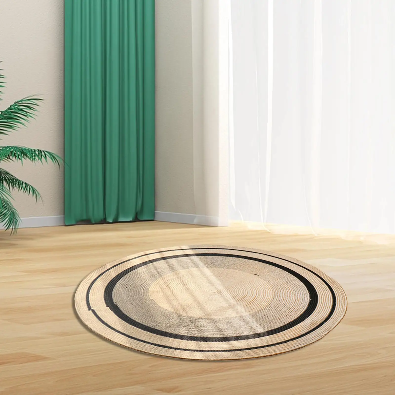 Floor Mat Area Rug Non Slip Farmhouse Rug Decors Floor Rug Round Handwoven Carpet for Dining Room, Nursery, High Traffic Areas