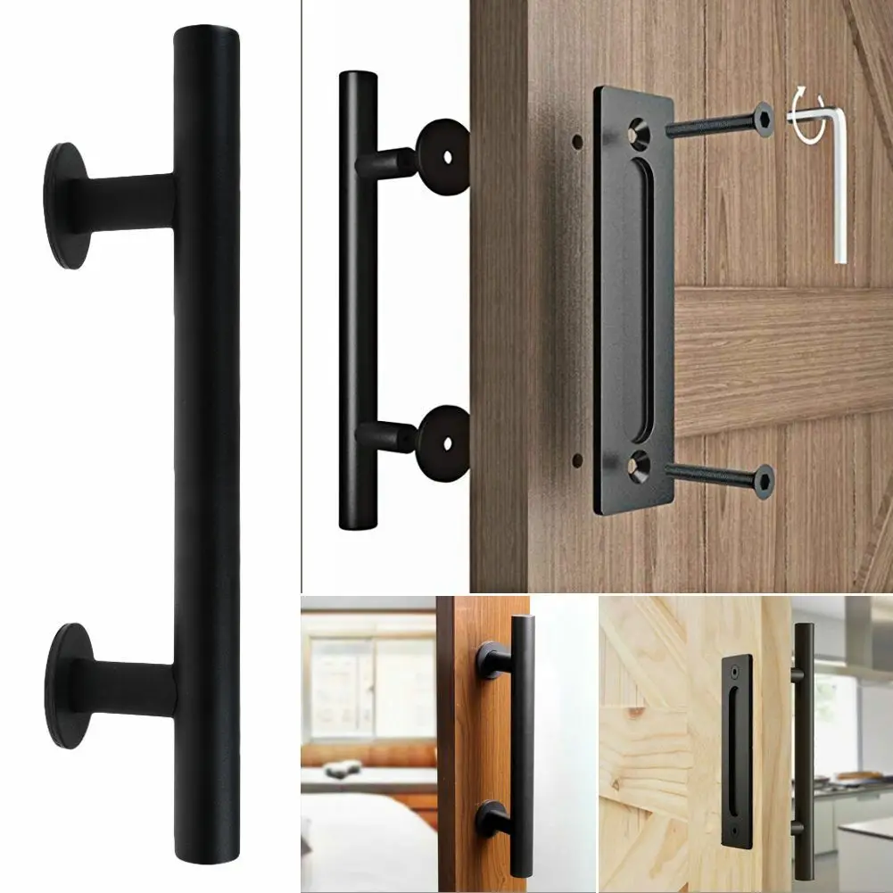 Description Picture 2 of itemFor Interior And Exterior Doors Door Handle Pull Flush Handle For Doors Gate Hardware Set Matte Black Resist To Rust
