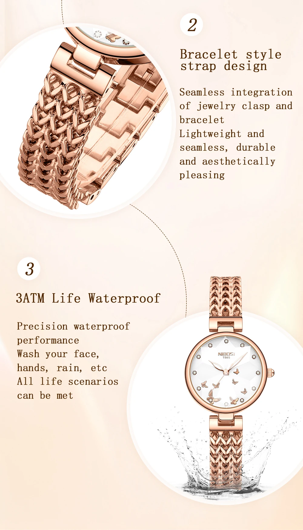 Nibosi Gleam Dial Ladies Watch 2635