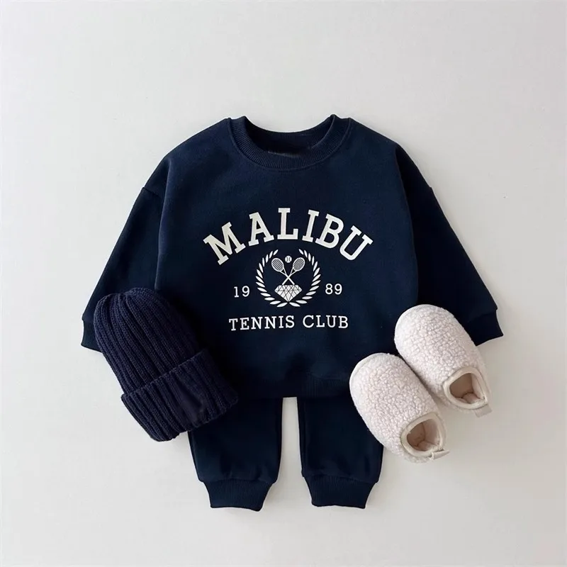 Autumn Winter Outfits Baby Letter Print Tracksuit Boy Girl Children Casual Tops + Pencil Pants 2pcs Infant Cotton Sweatshirt Set kids clothing set