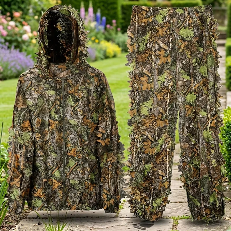 Combinaison Ghillie feuillue 3D camouflage forêt pour pêche discrète et photographie animalière