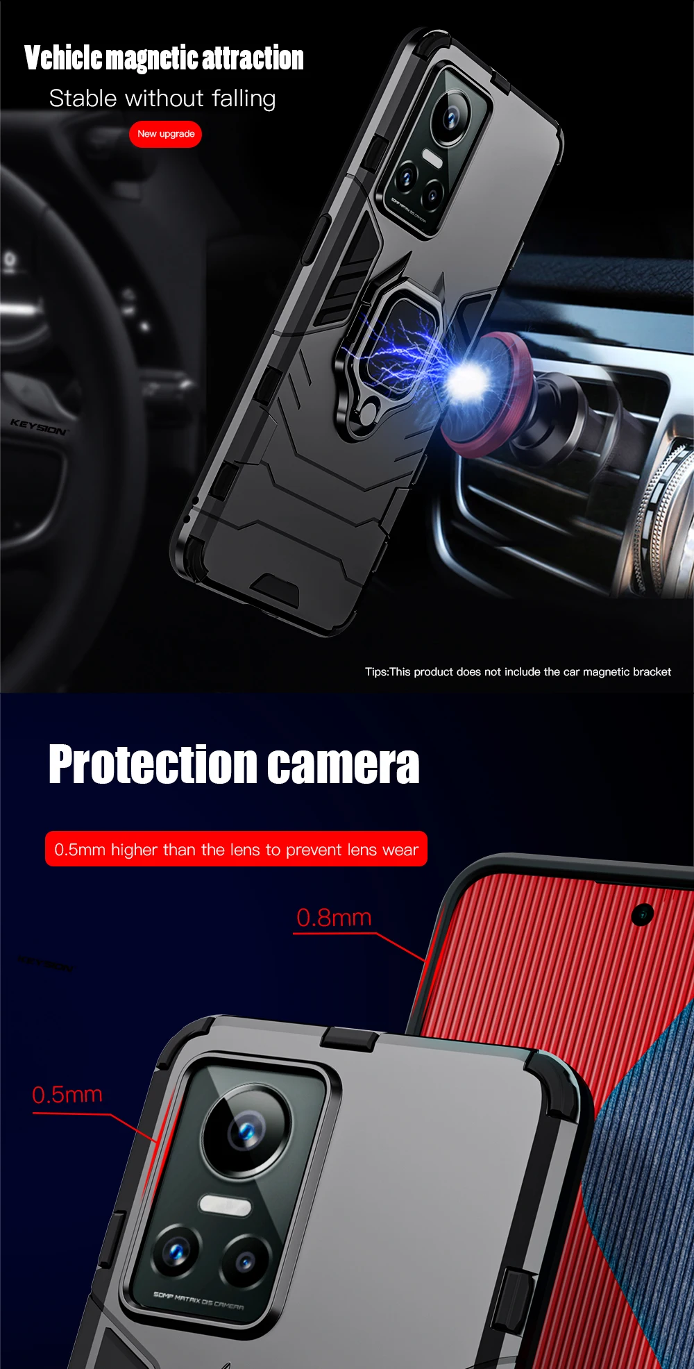 KEYSION Stoßfeste Rüstungshülle für Realme GT Neo 3 3T 2 2T 2 Pro Ringständer Telefon-Rückseitenabdeckung für OPPO Reno 7 4G 7Z 5G F21_voghion.com