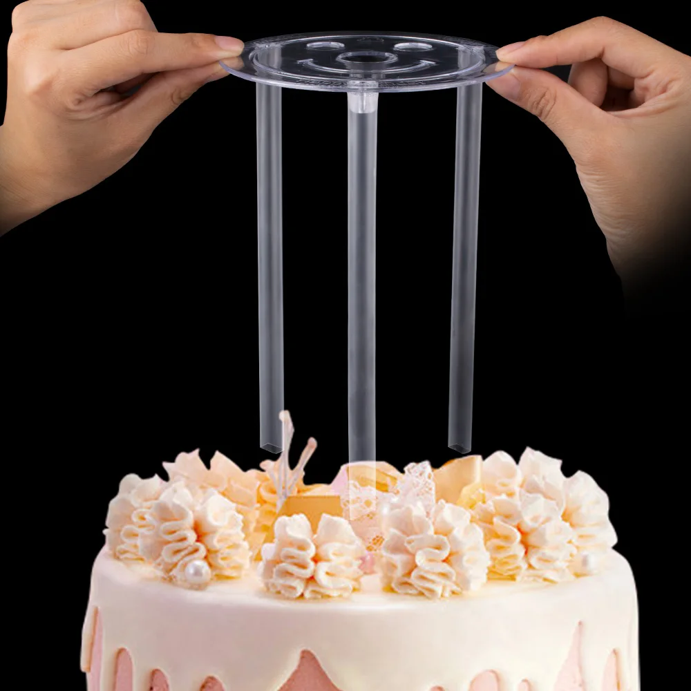 4/6/8/10/12inch Multi-layer Cake Piling Bracket Support Frame Practical Cake Stands with Straw Round Dessert Making Decor Tools