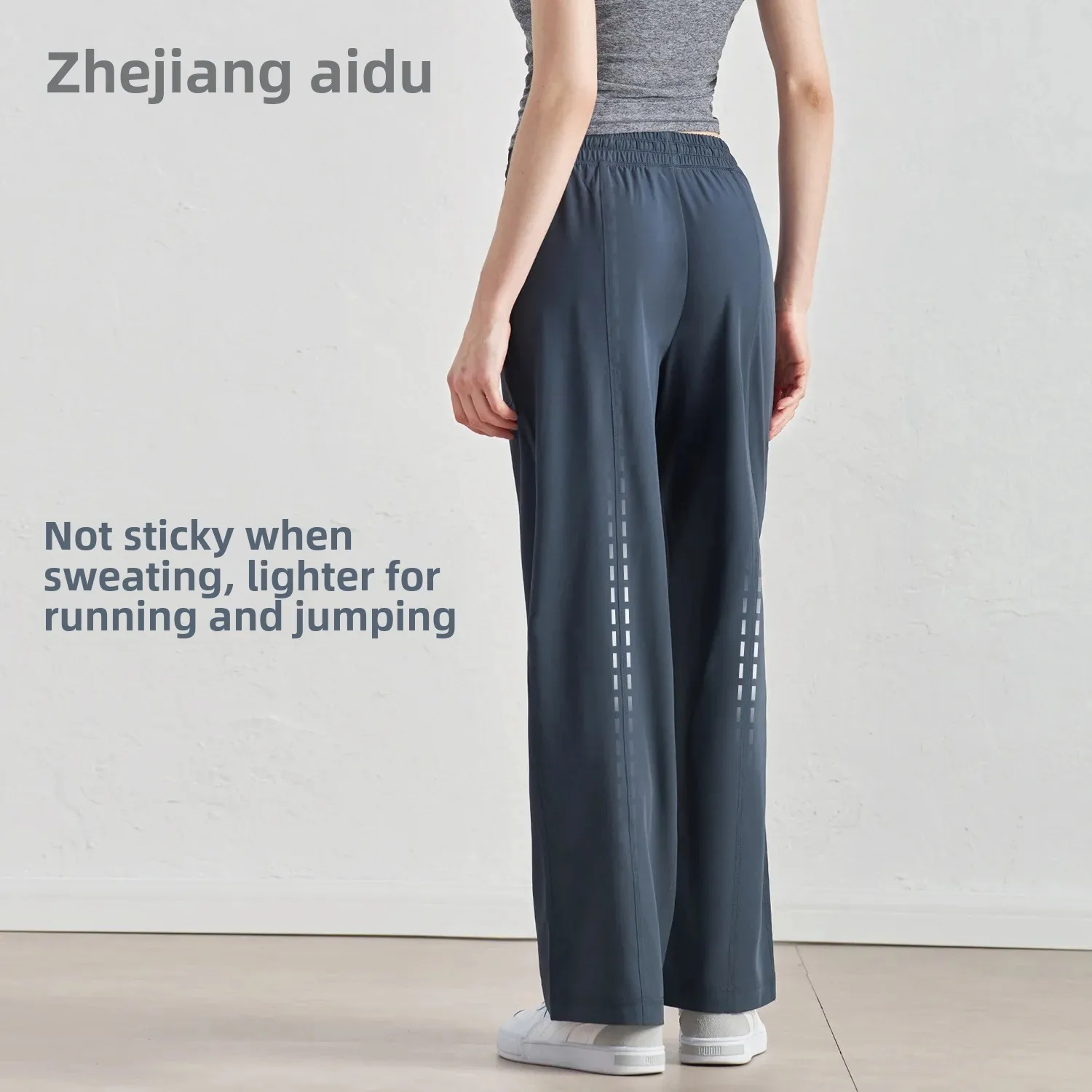 Loose Straight Leg Pants Spring Summer Pleated High Waist Wide Leg Drawstring Fitness Outdoor Casual Sports Trousers