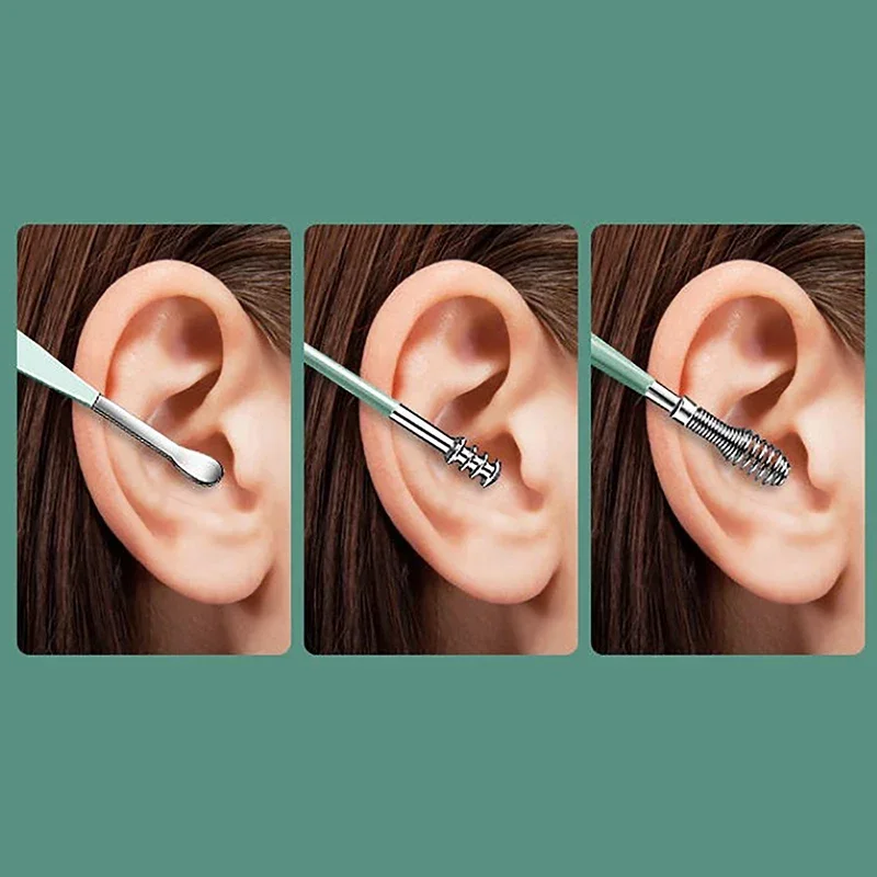 6PCS Earwax Remover Ear Cleaner Wax Removal Tool Earpick Sticks Curette Ear Pick Cleaning Ear Cleanser Spoon Health Care Earpick 2