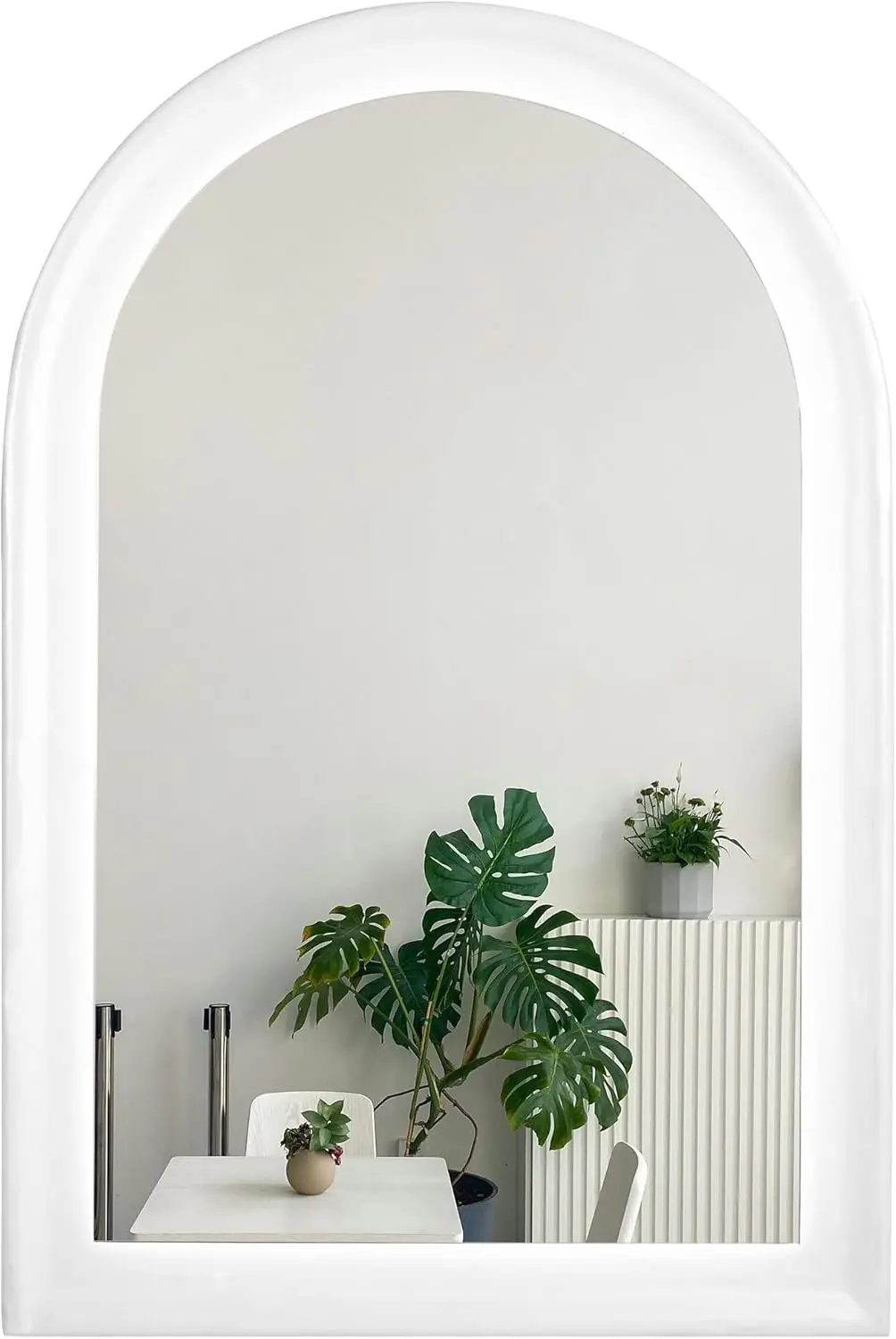 White Arched Bathroom Mirror. 24x36". White Wood Frame. Wall Mirror. For Bathroom, Living Room, Bedroom, Entryway