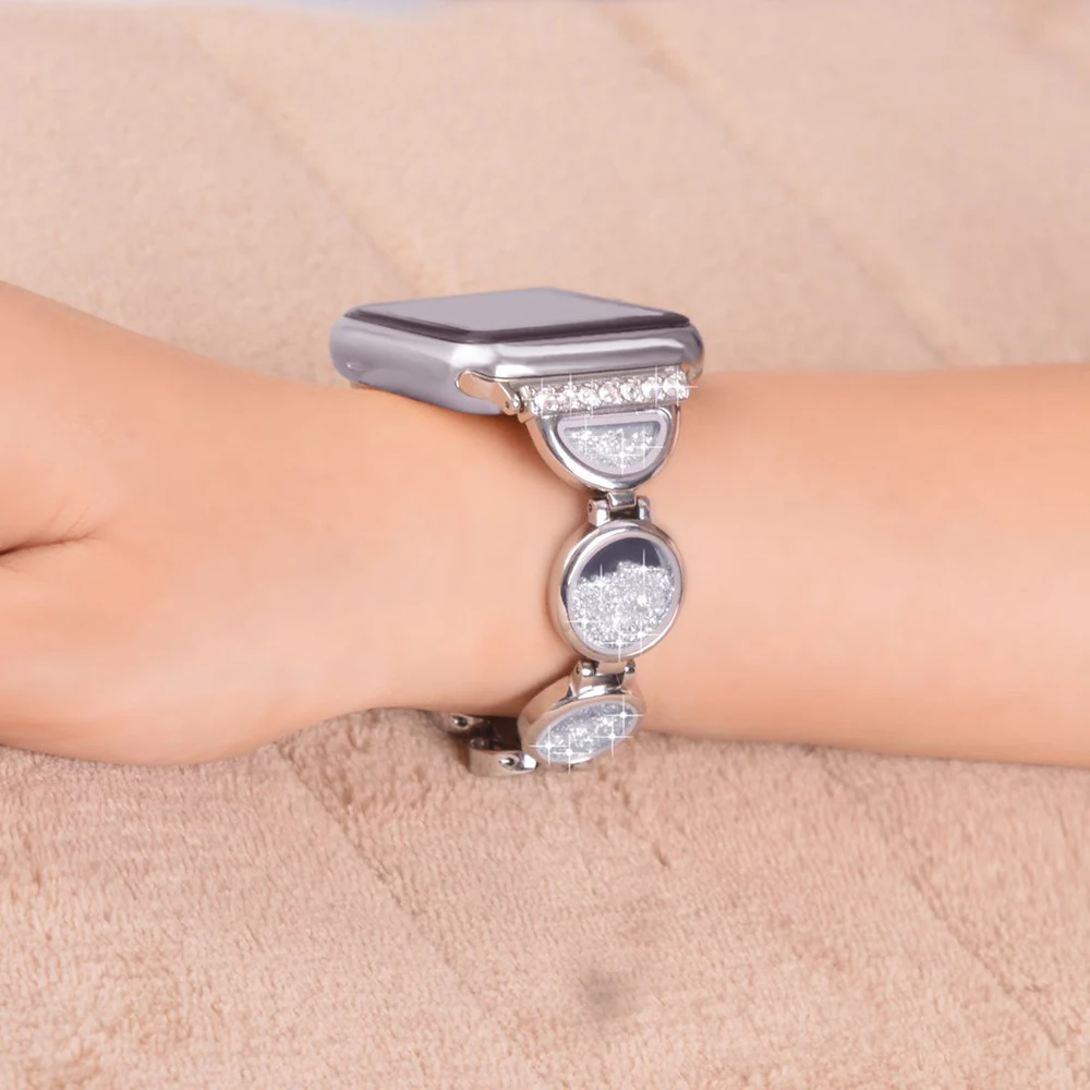 Metal Strap for Apple Watch 9 8 7 45mm 41mm Luxury Diamond Bracelet Wristband for IWatch Ultra2 49mm 6 5 4 SE 40mm 44mm 3 42mm