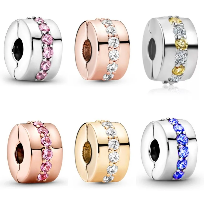 New Round Charms Beads Fixed Clip Safety Buckle Bead String Decoration Accessories For Pandora Bracelet DIY Fine Jewelry Gifts 