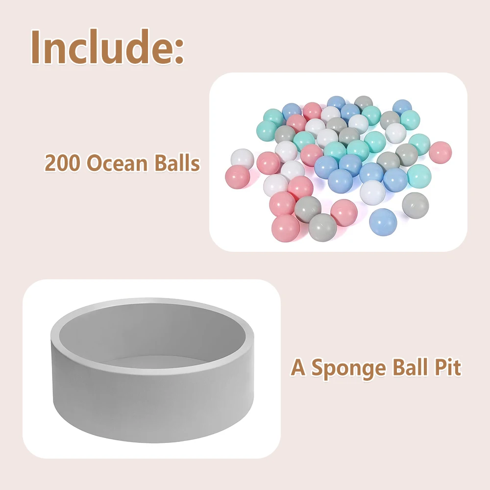 AnGku Ball Pit with Thickened Cotton for Toddlers 1-3 Playpen Ball Pool for Indoor and Outdoor Game Toy(Include 200 Ocean Balls） 4