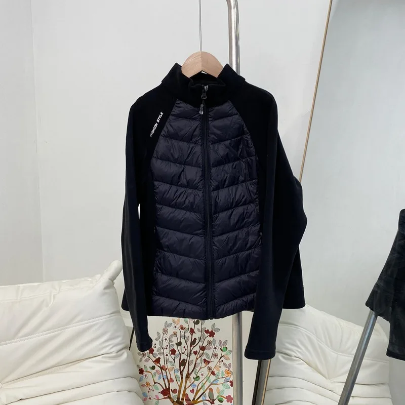 Trendy Winter Down Jacket Women Stand Collar Cropped Outdoor Sportswear Thin Long Sleeves New Standard Duck Feather Winter Yoga