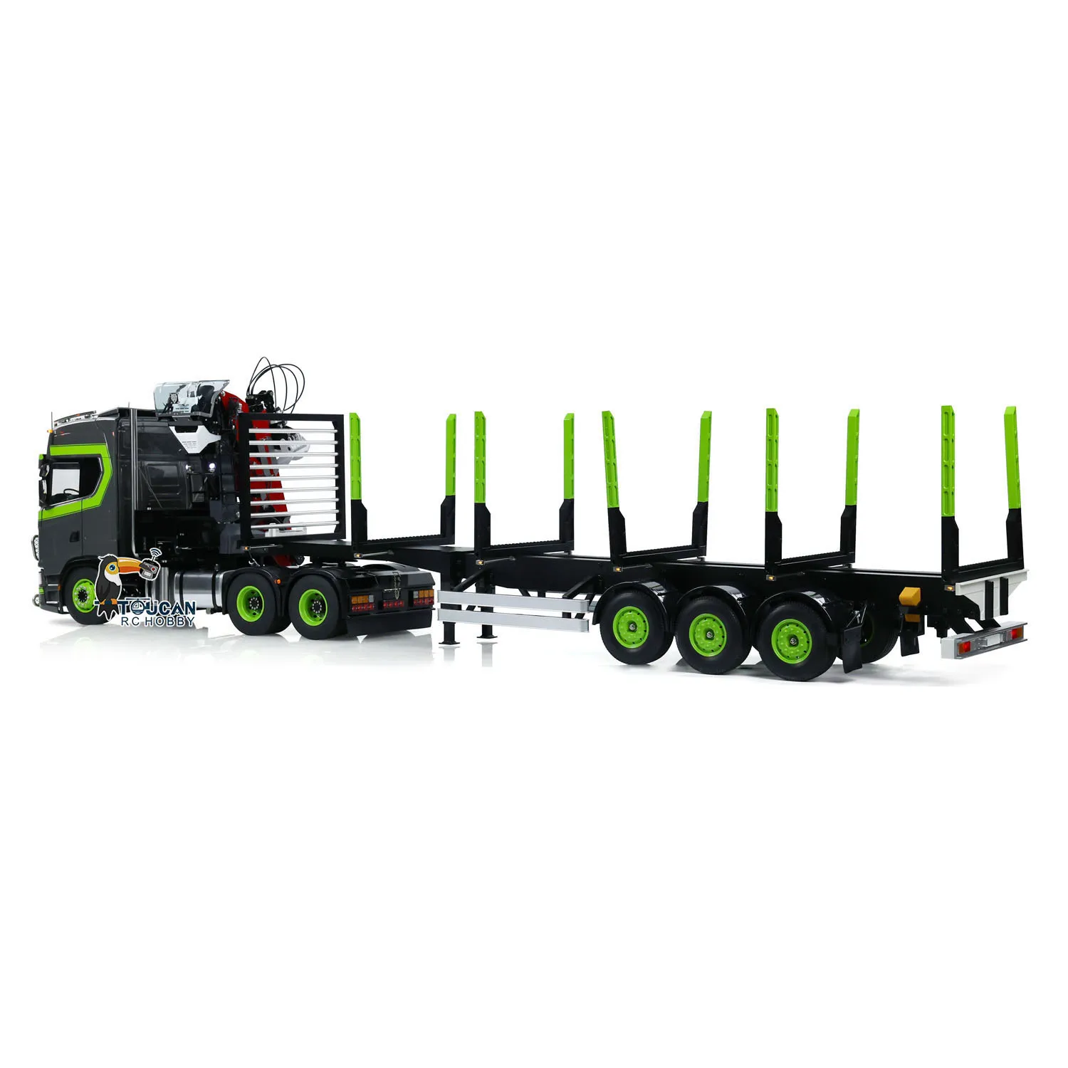 New Toucan DIY 6X6 Metal Chassis 1/14 770S RC Tractor Truck Hydraulic Crane Logging Trailer Painted Finished Car Machine Vehicle 5