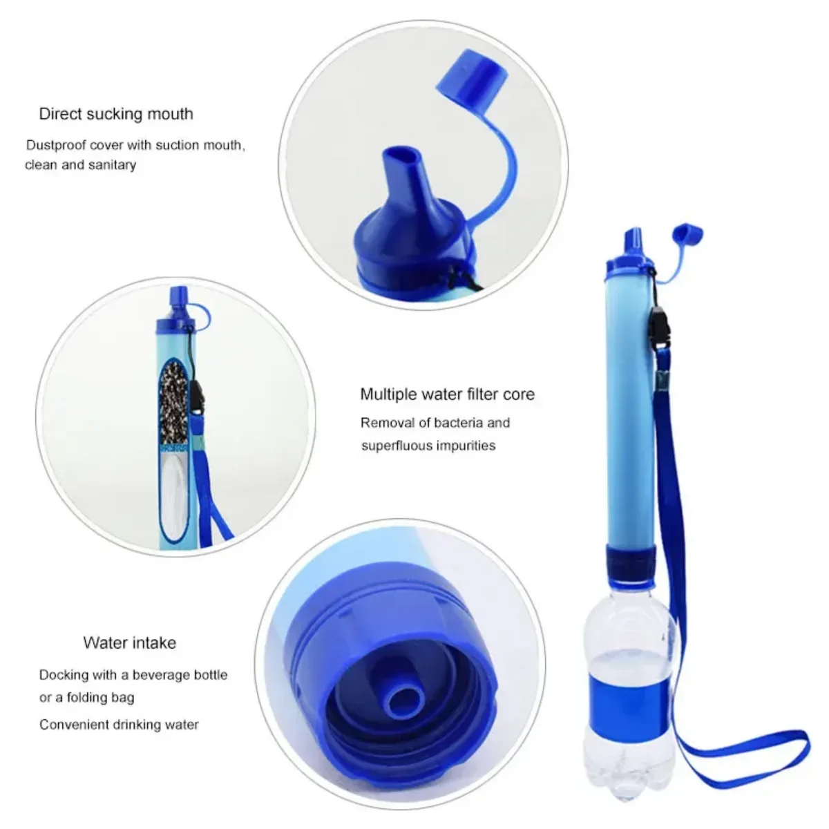 Water Purifier Outdoor Water Purifier Camping Hiking Emergency Portable Survival Purifier Water Filter Suit for Streams Lakes Outdoors Camping