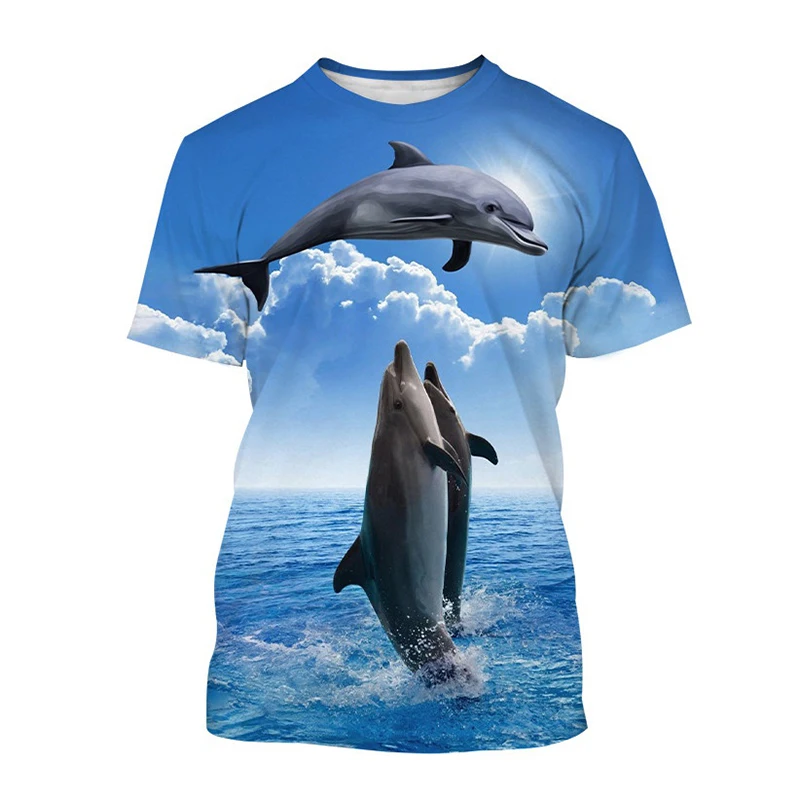 

T-shirts Animal Kawaii Dolphin 3D Print Summer T Shirt Fashion Kids Casual Boys Girls Harajuku Round Neck Tees Tops Clothing