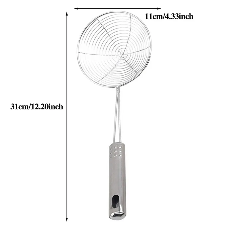 Oval Skimmer Stainless Steel Filter Mesh Oil Pot Food Filter Cookware Colander Fried Filter Kitchen Strainer Baking Cooking Tool