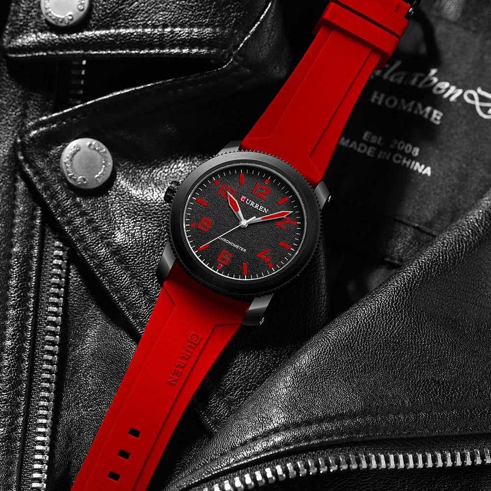 CURREN Fashion Simple Men's Watches with Big Numeral Dial Business Gentleman Quartz Wristwatch with Silicone Strap 5